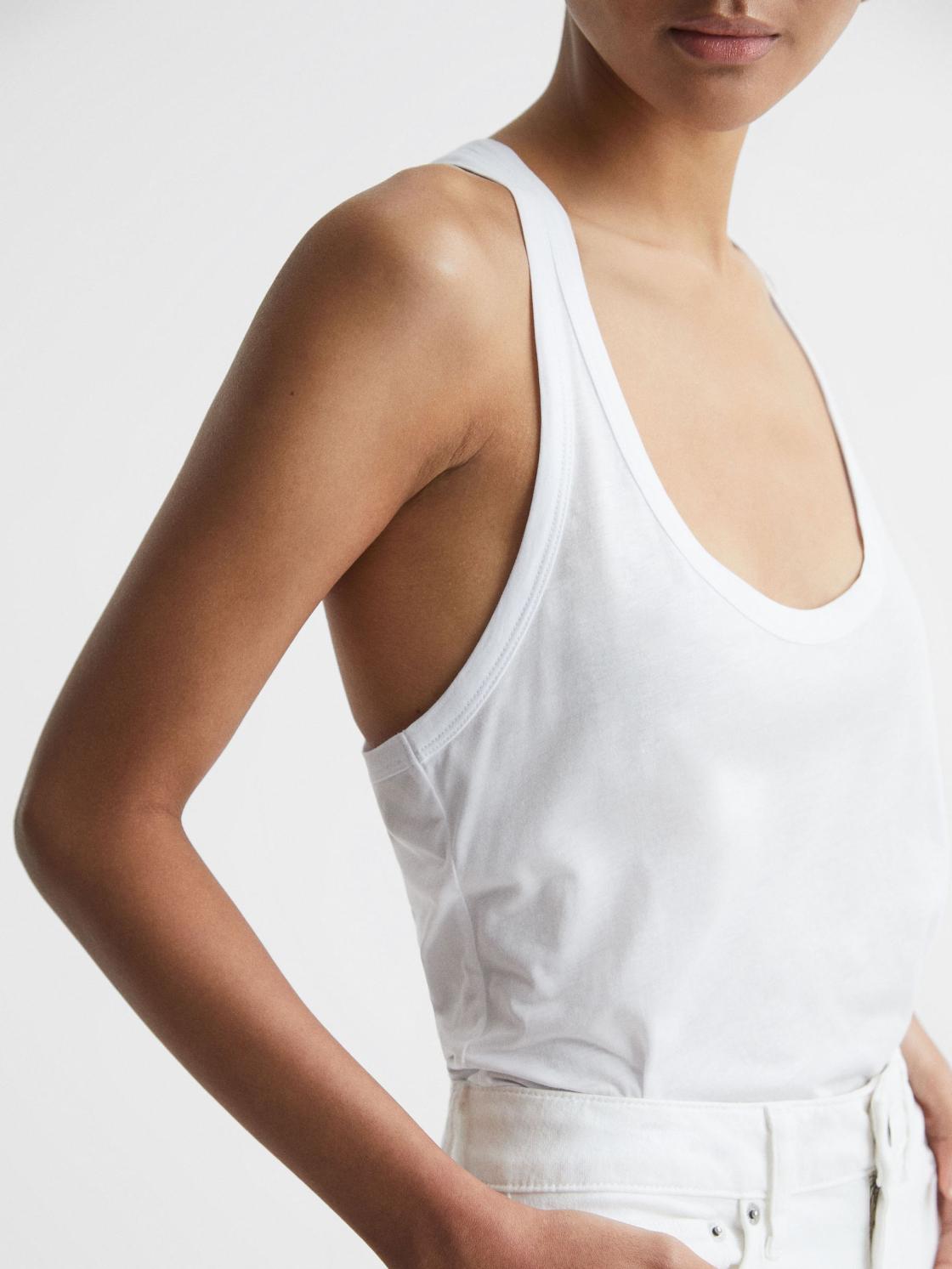 Reiss Tops | Lilly Racer Back Pima Cotton Vest White - Women