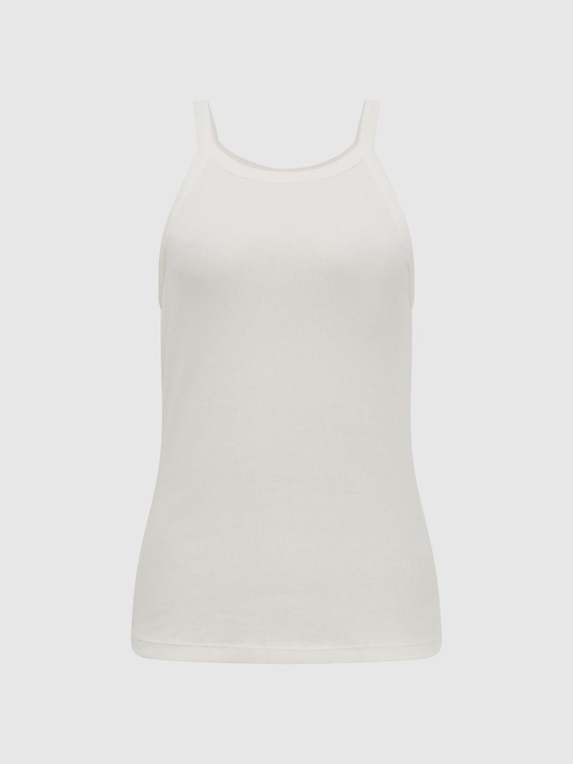 Reiss Tops | Louisa Crew Neck Ribbed Cami Vest Top Black - Women