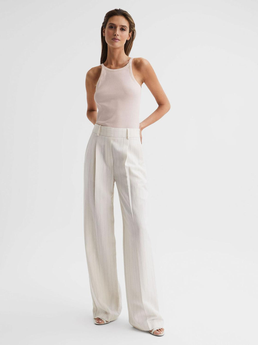 Reiss Tops | Louisa Crew Neck Ribbed Cami Vest Top Black - Women