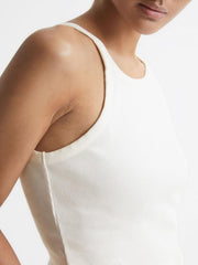 Reiss Tops | Louisa Crew Neck Ribbed Cami Vest Top Black - Women