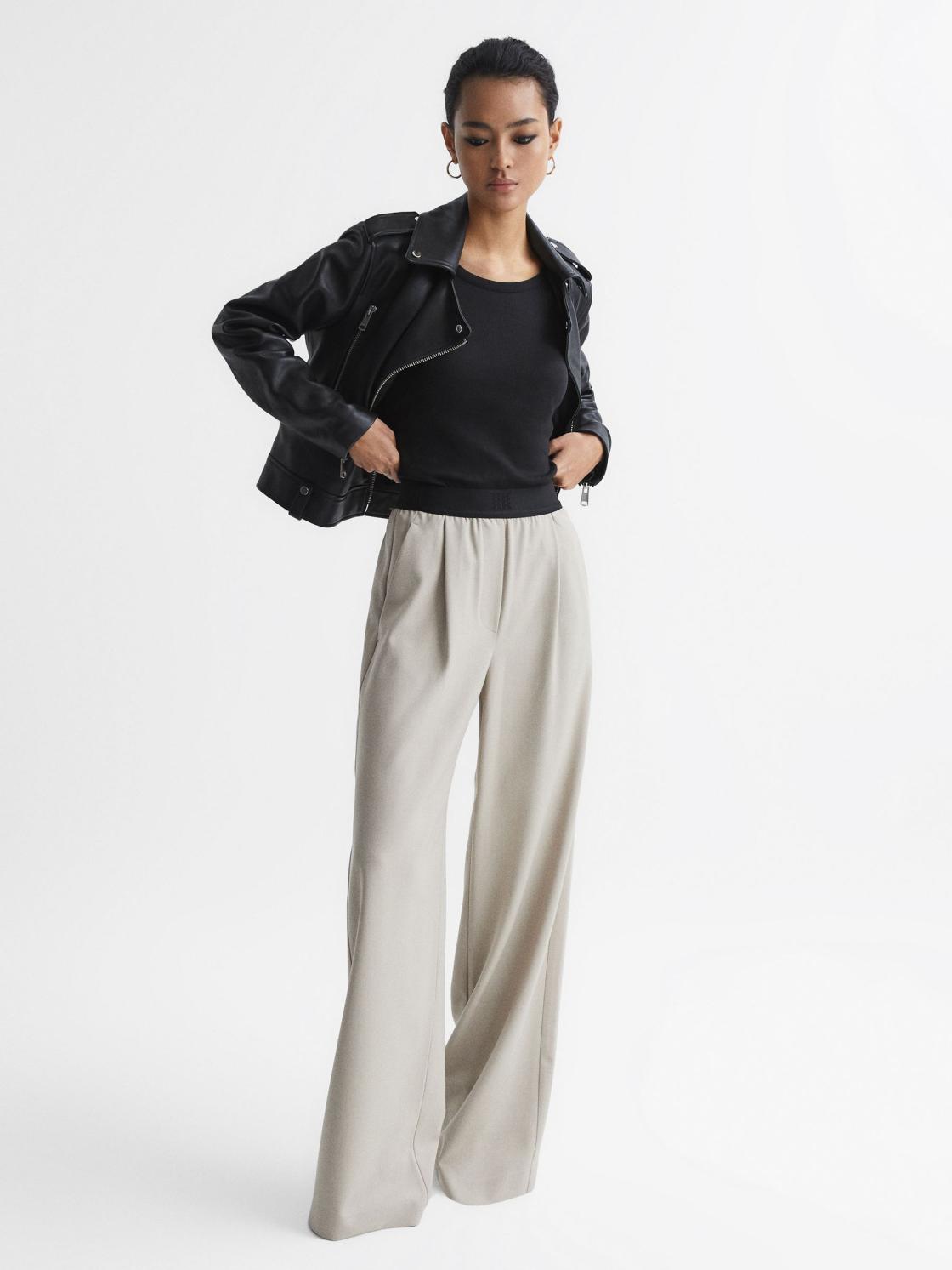 Reiss Tops | Louisa Crew Neck Ribbed Cami Vest Top Black - Women