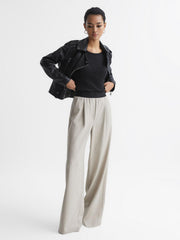 Reiss Tops | Louisa Crew Neck Ribbed Cami Vest Top Black - Women