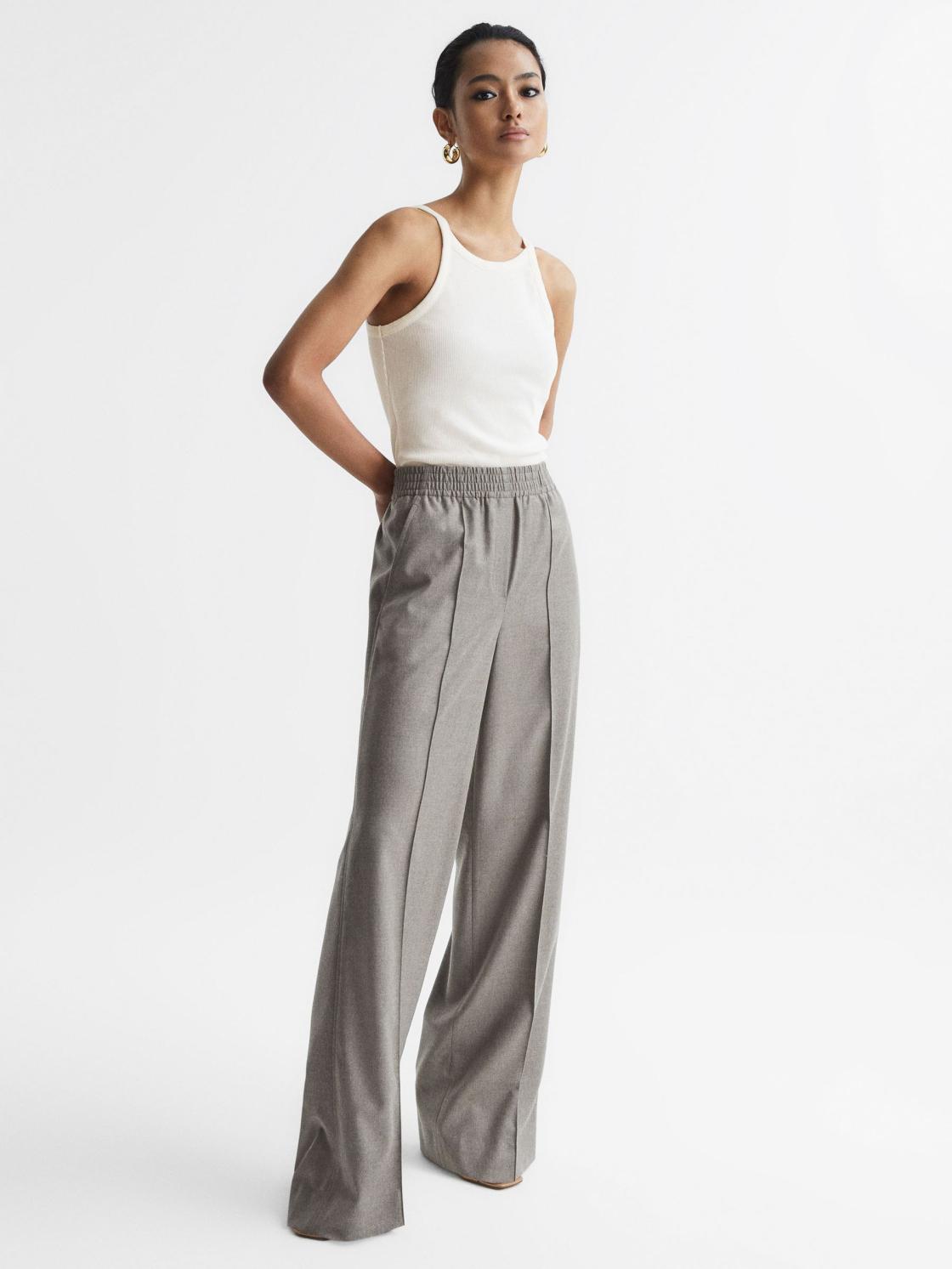 Reiss Tops | Louisa Crew Neck Ribbed Cami Vest Top Black - Women