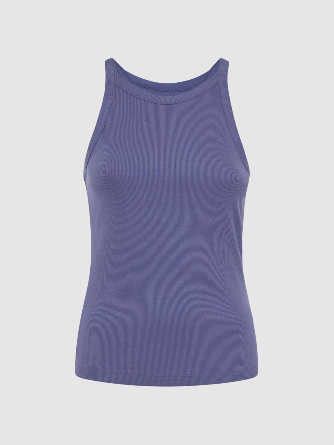 Reiss Tops | Louisa Crew Neck Ribbed Cami Vest Top Dusty Blue - Women