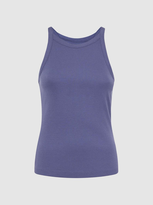 Reiss Tops | Louisa Crew Neck Ribbed Cami Vest Top Dusty Blue - Women