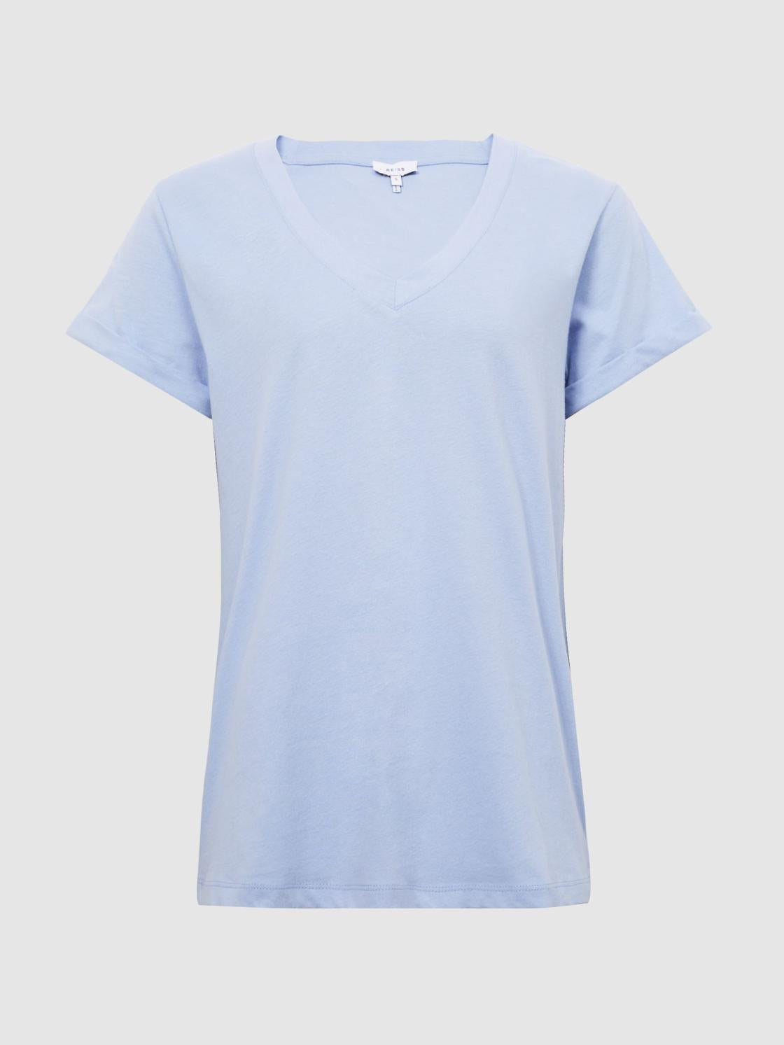 Reiss Tops | Luana Cotton Jersey V-Neck T-Shirt Black - Women