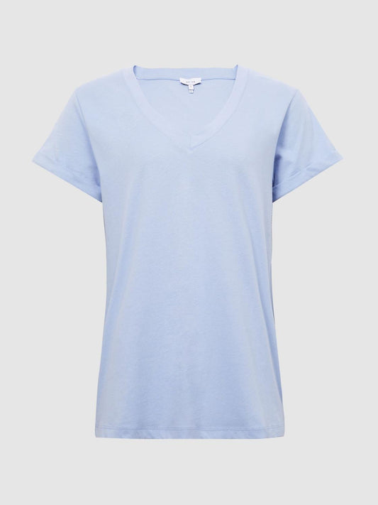 Reiss Tops | Luana Cotton Jersey V-Neck T-Shirt Black - Women