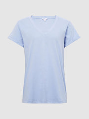 Reiss Tops | Luana Cotton Jersey V-Neck T-Shirt Black - Women