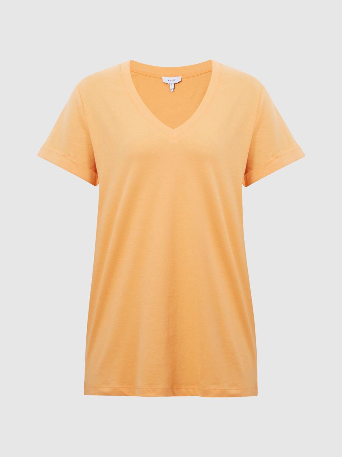 Reiss Tops | Luana Cotton Jersey V-Neck T-Shirt Black - Women