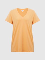 Reiss Tops | Luana Cotton Jersey V-Neck T-Shirt Black - Women