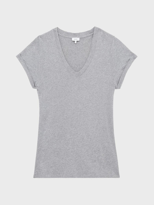 Reiss Tops | Luana Cotton Jersey V-Neck T-Shirt Black - Women