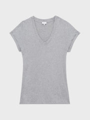 Reiss Tops | Luana Cotton Jersey V-Neck T-Shirt Black - Women
