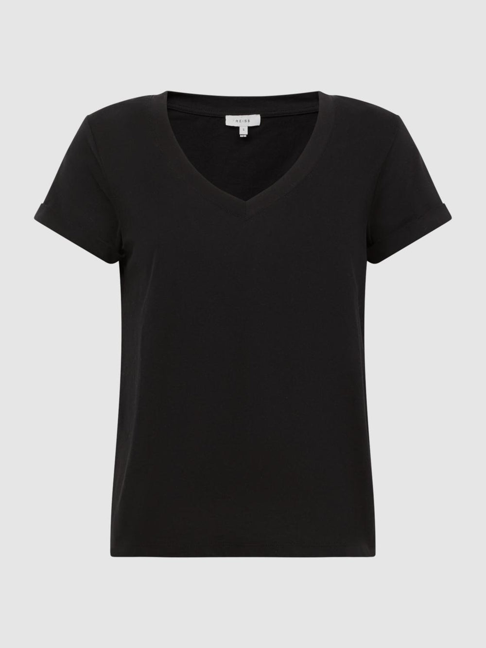 Reiss Tops | Luana Cotton Jersey V-Neck T-Shirt Black - Women