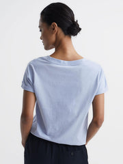Reiss Tops | Luana Cotton Jersey V-Neck T-Shirt Black - Women