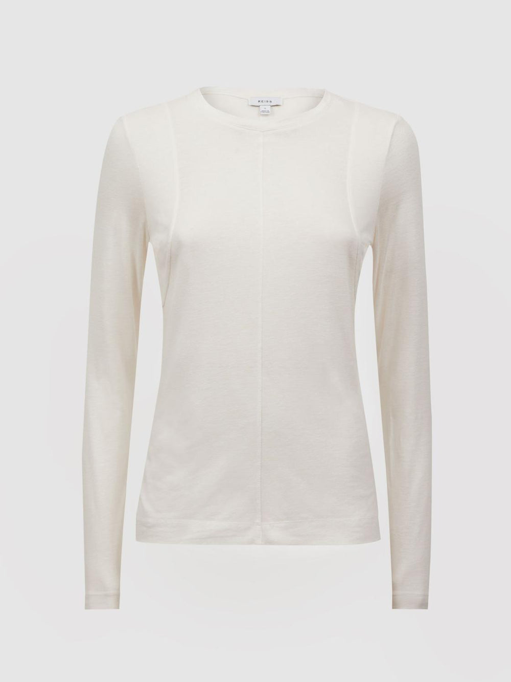Reiss Tops | Mai Linen Long Sleeve T-Shirt Ivory - Women