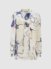 Reiss Tops | Mel V-Neck Printed Blouse Ivory - Women