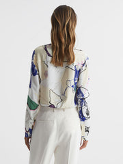 Reiss Tops | Mel V-Neck Printed Blouse Ivory - Women