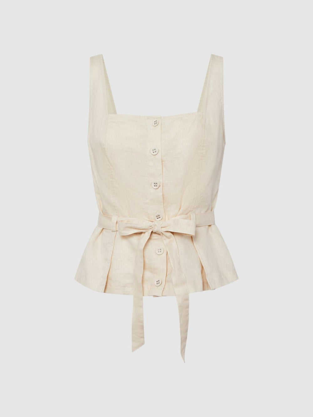 Reiss Tops | Melbye Paige Square Neck Belted Top Antique Paper - Women