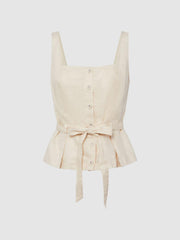 Reiss Tops | Melbye Paige Square Neck Belted Top Antique Paper - Women