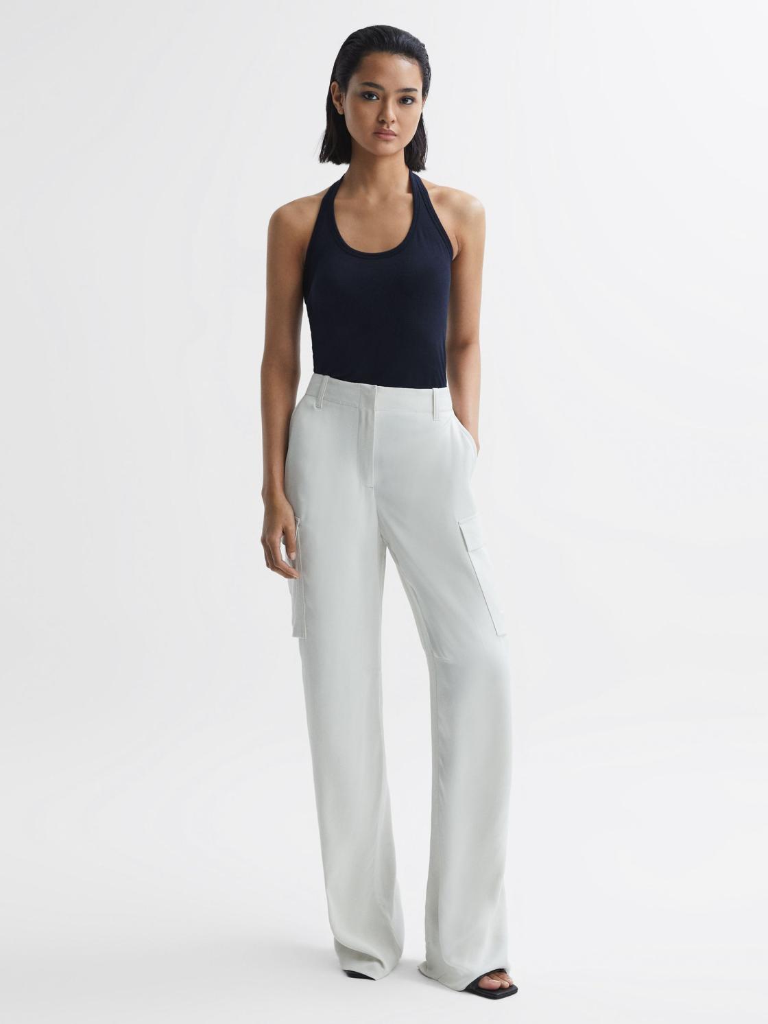 Reiss Tops | Molly Cotton Halter Neck Vest Navy - Women