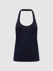 Reiss Tops | Molly Cotton Halter Neck Vest Navy - Women