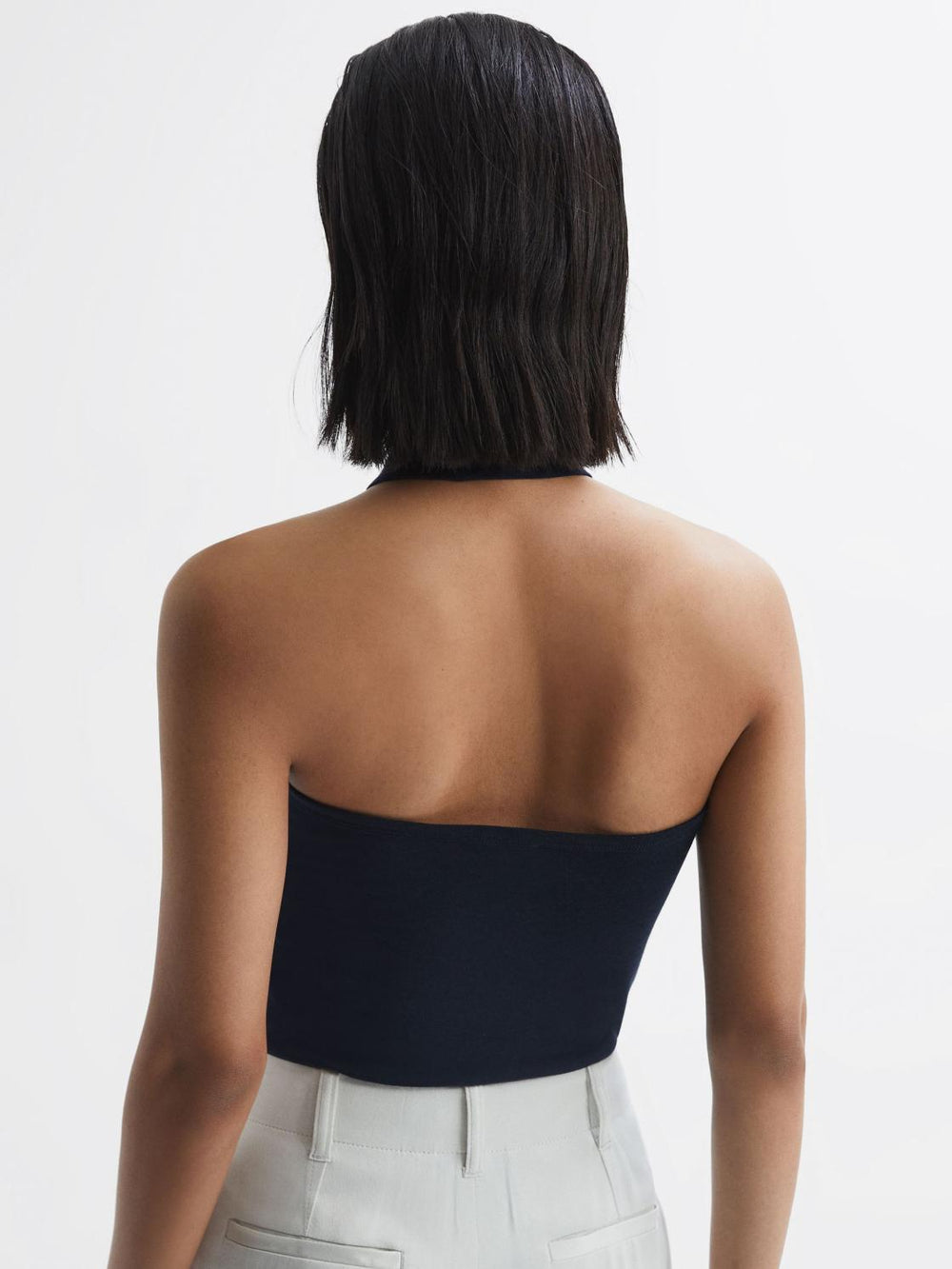 Reiss Tops | Molly Cotton Halter Neck Vest Navy - Women