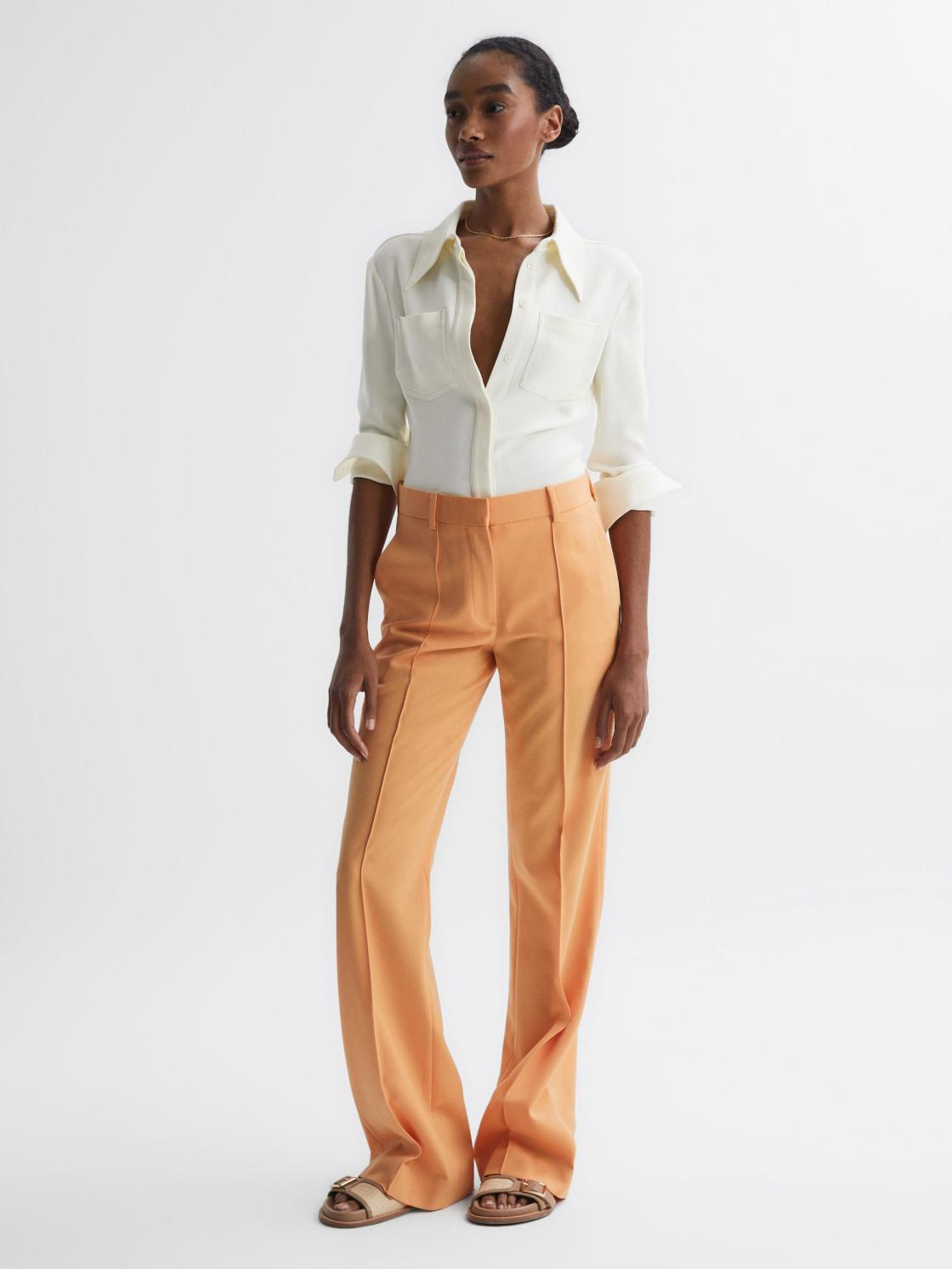 Reiss Tops | Natalia Stitch Detail Fitted Shirt Ivory - Women