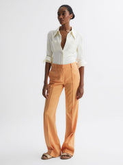 Reiss Tops | Natalia Stitch Detail Fitted Shirt Ivory - Women