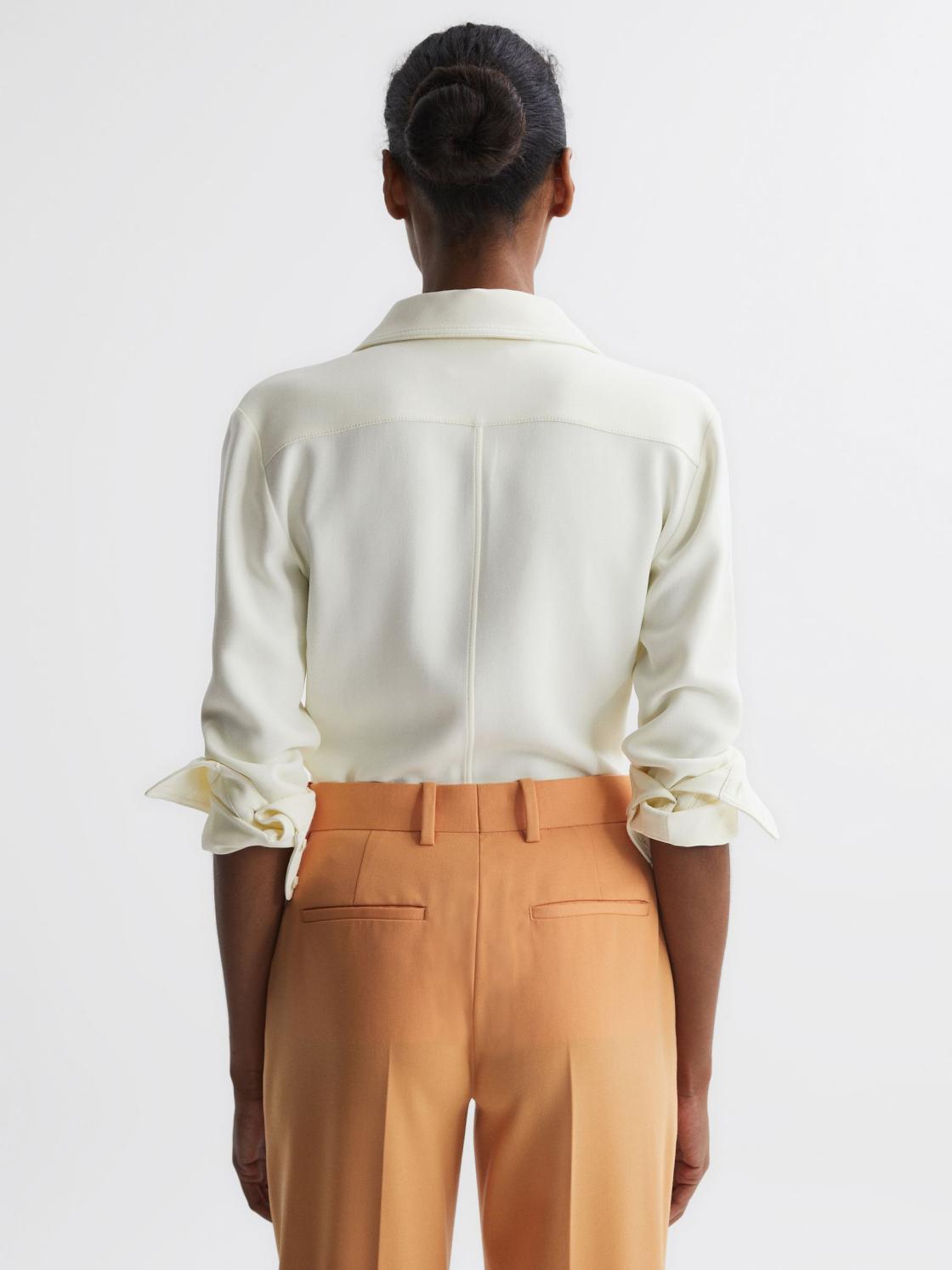 Reiss Tops | Natalia Stitch Detail Fitted Shirt Ivory - Women