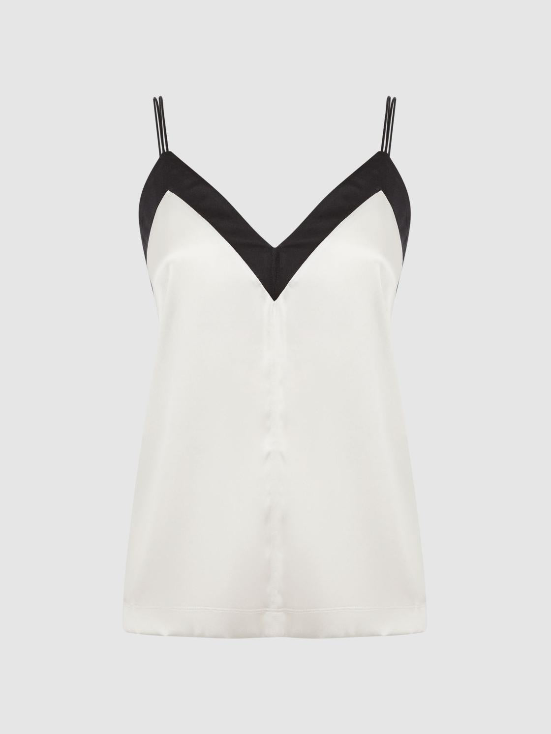 Reiss Tops | Payton Silk Blend Colourblock Vest Ivory/black - Women