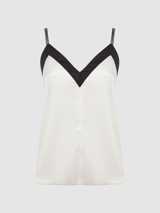 Reiss Tops | Payton Silk Blend Colourblock Vest Ivory/black - Women