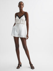 Reiss Tops | Payton Silk Blend Colourblock Vest Ivory/black - Women