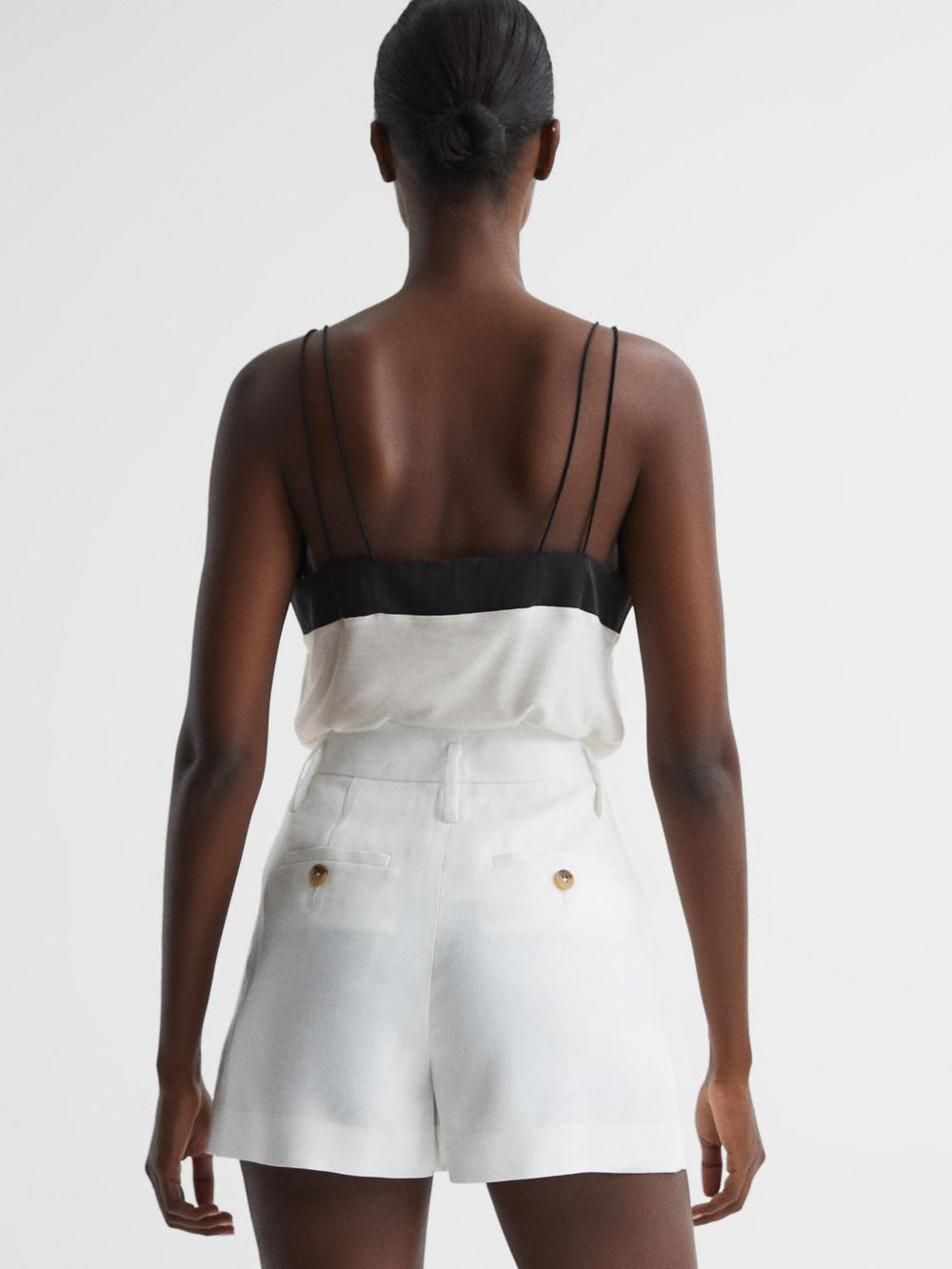 Reiss Tops | Payton Silk Blend Colourblock Vest Ivory/black - Women