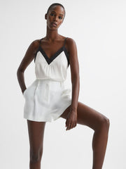 Reiss Tops | Payton Silk Blend Colourblock Vest Ivory/black - Women