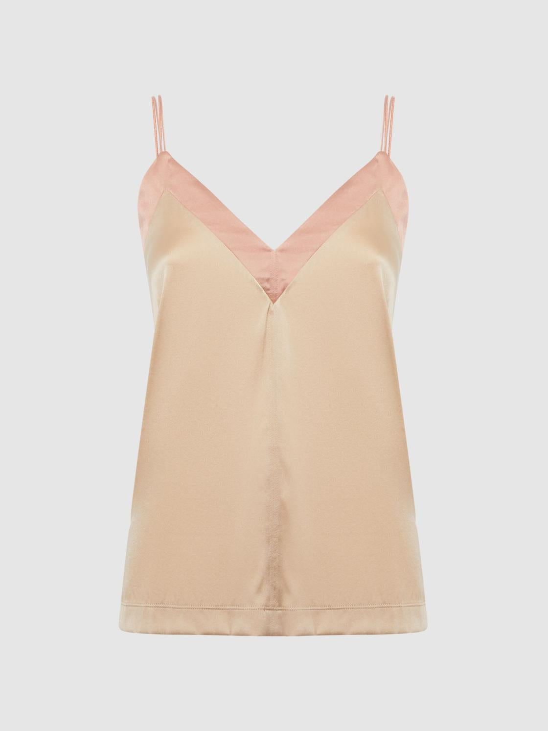 Reiss Tops | Payton Silk Blend Colourblock Vest Pink/nude - Women