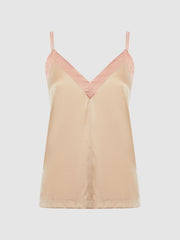 Reiss Tops | Payton Silk Blend Colourblock Vest Pink/nude - Women