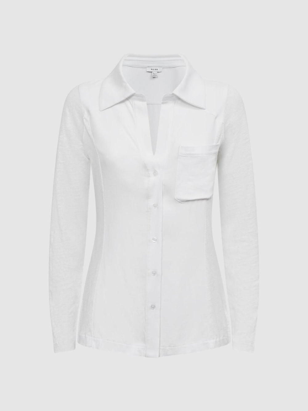 Reiss Tops | Phillipa Linen Sheer Button Through Shirt White - Women