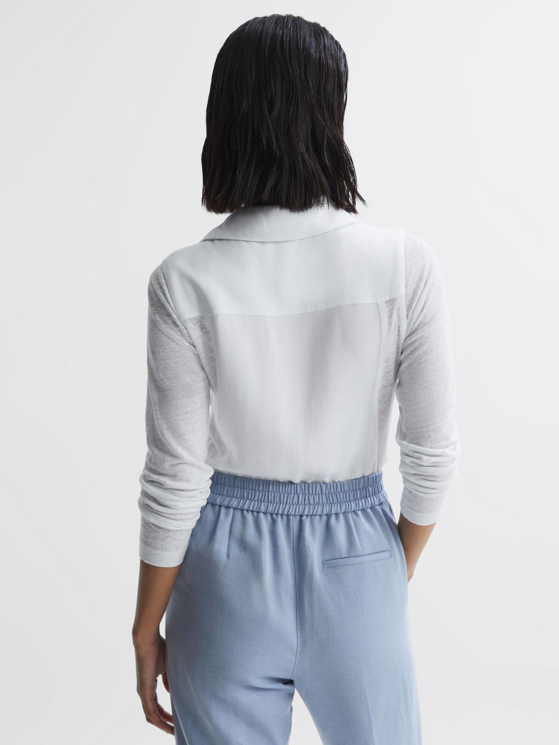 Reiss Tops | Phillipa Linen Sheer Button Through Shirt White - Women