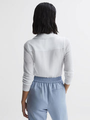Reiss Tops | Phillipa Linen Sheer Button Through Shirt White - Women
