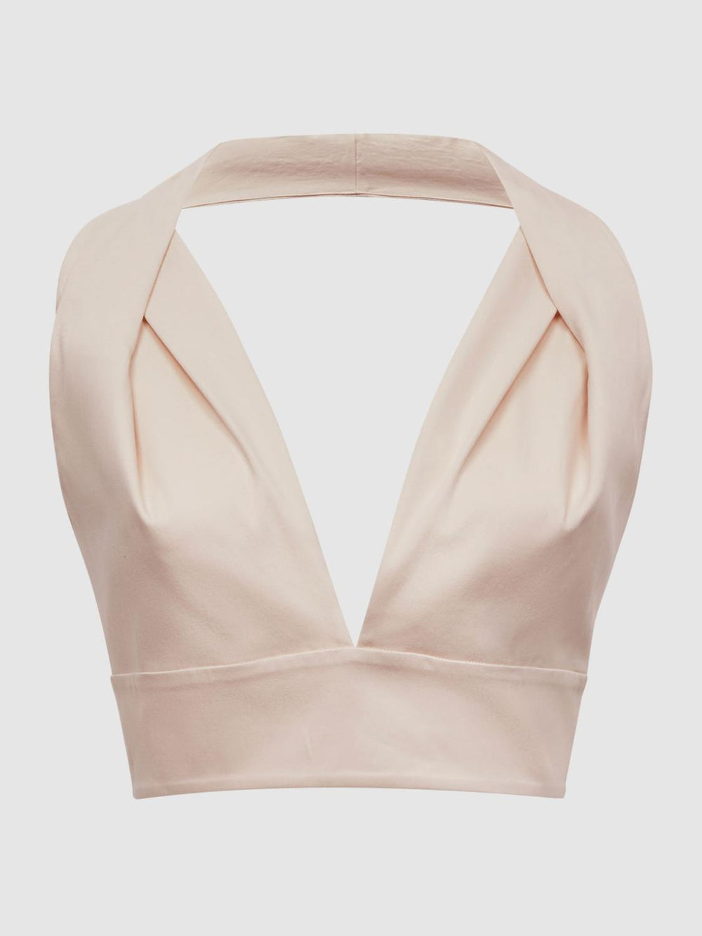 Reiss Tops | Rebecca Cropped V-Neck Open Back Top Nude - Women