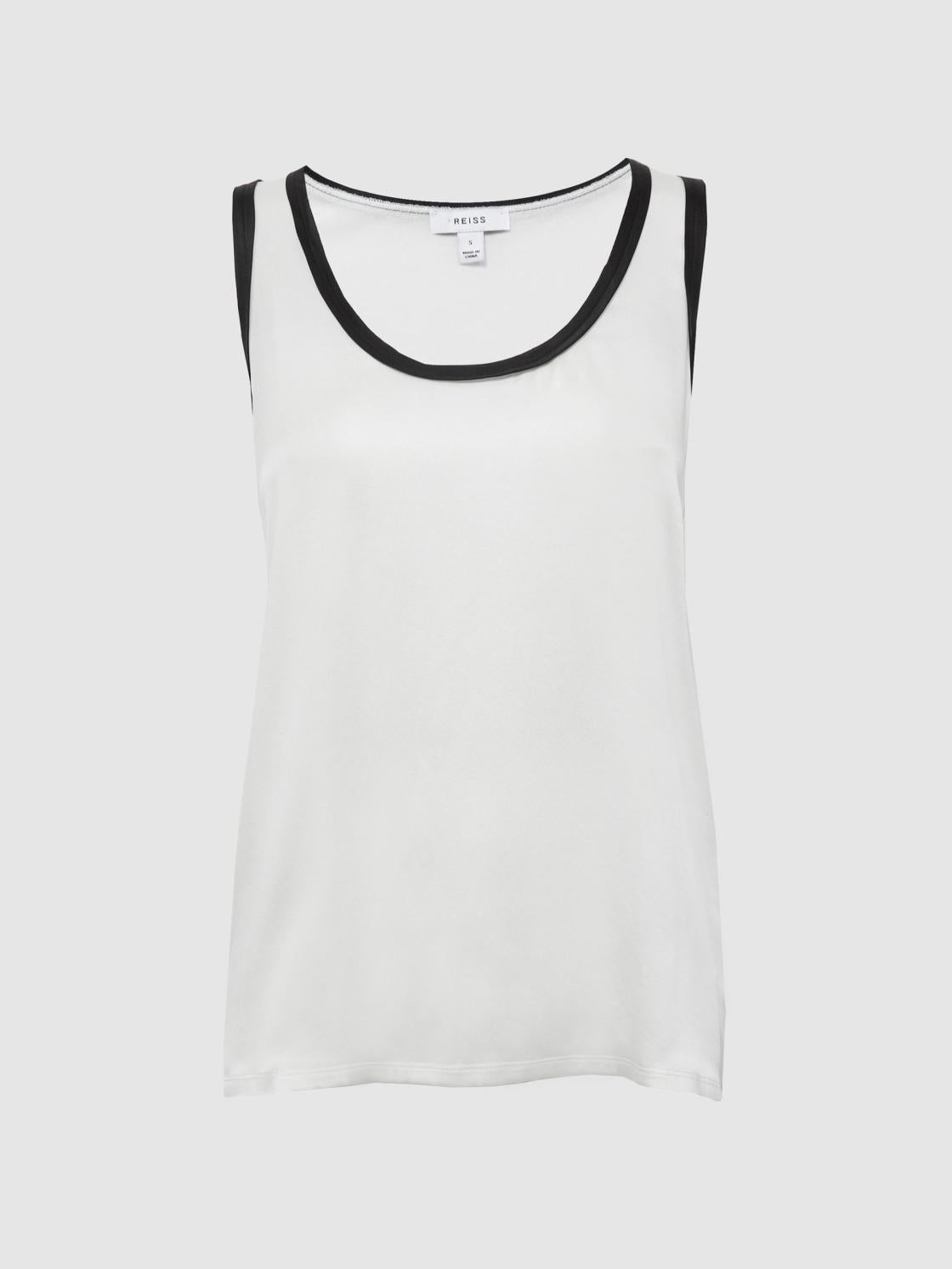 Reiss Tops | Riley Silk Front Vest Aqua - Women