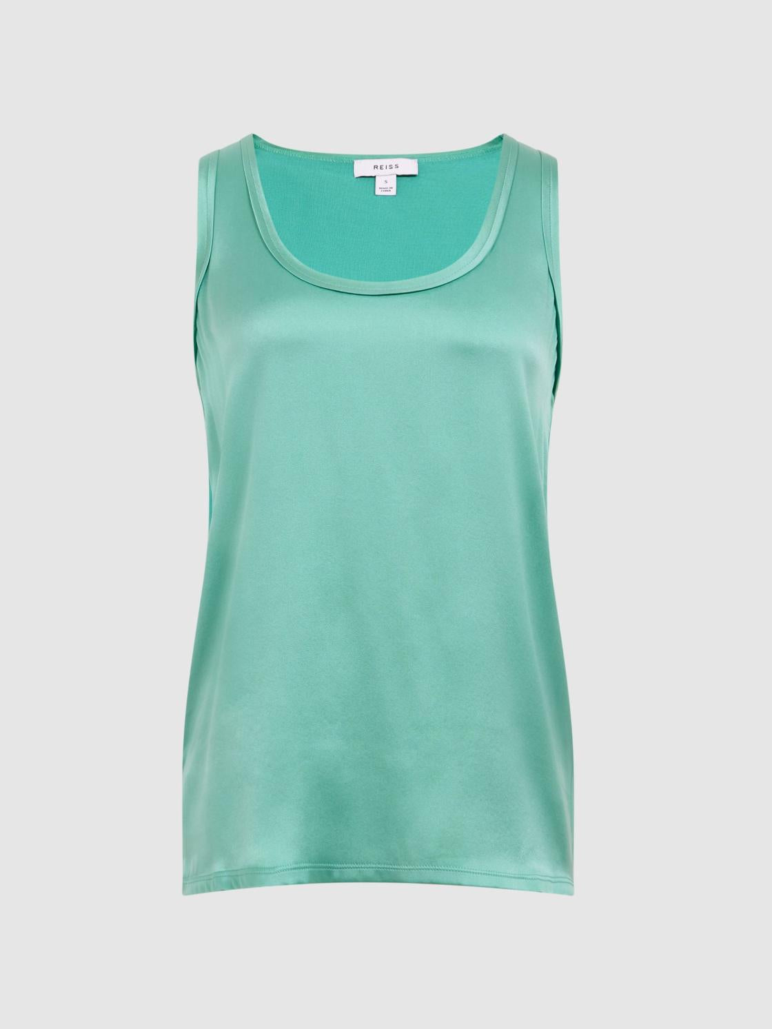 Reiss Tops | Riley Silk Front Vest Aqua - Women