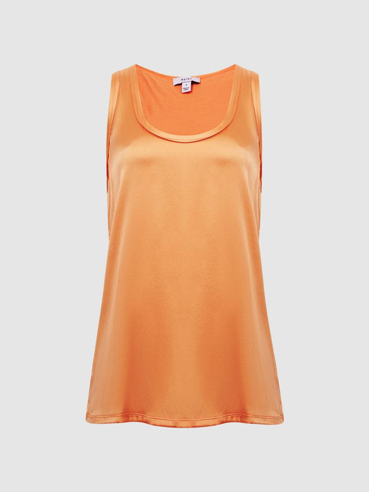 Reiss Tops | Riley Silk Front Vest Aqua - Women