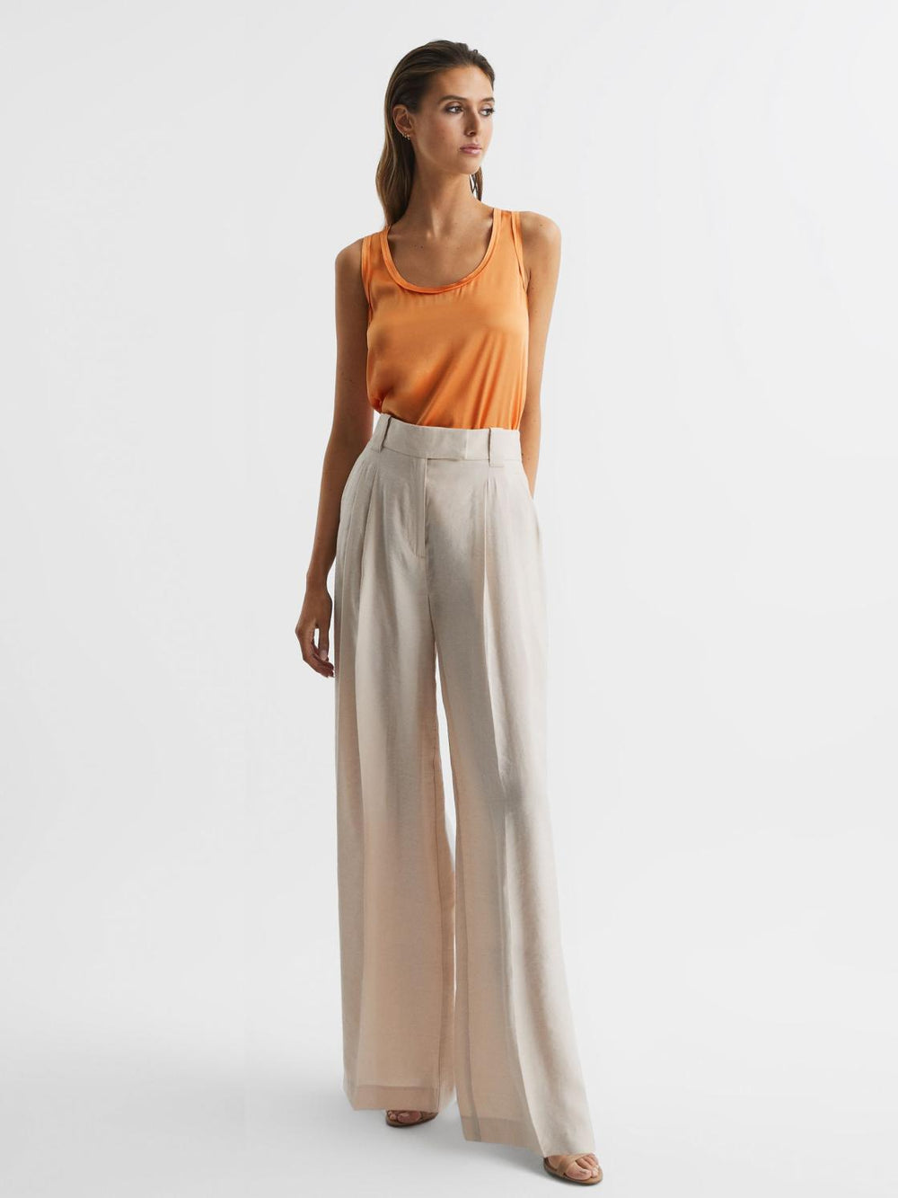 Reiss Tops | Riley Silk Front Vest Aqua - Women