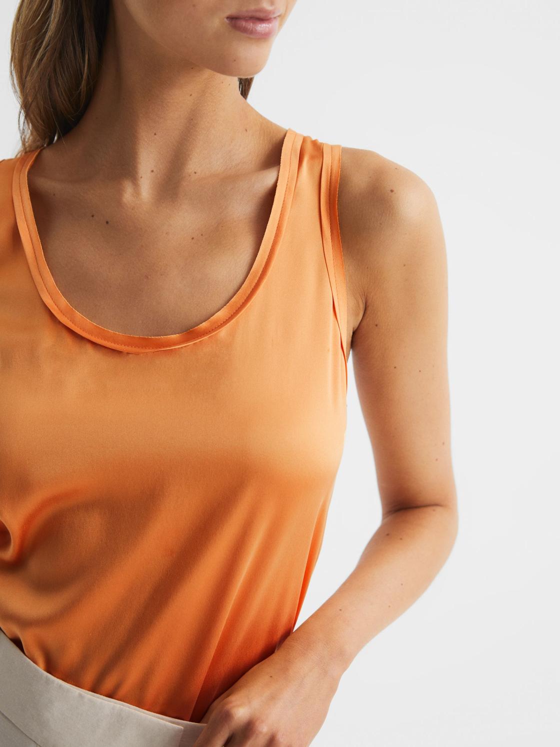 Reiss Tops | Riley Silk Front Vest Aqua - Women