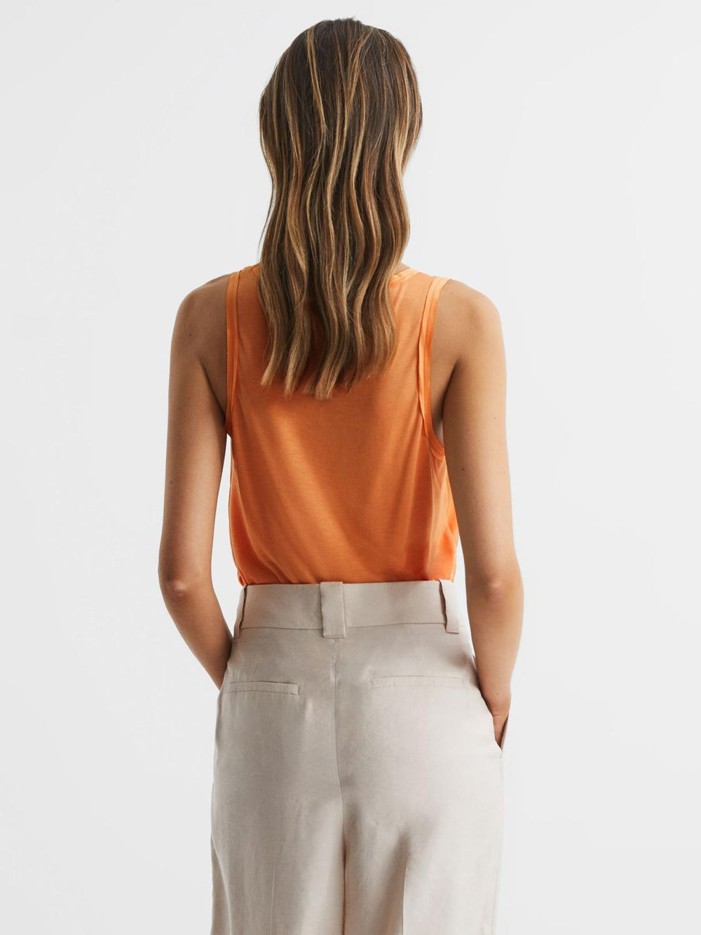 Reiss Tops | Riley Silk Front Vest Aqua - Women