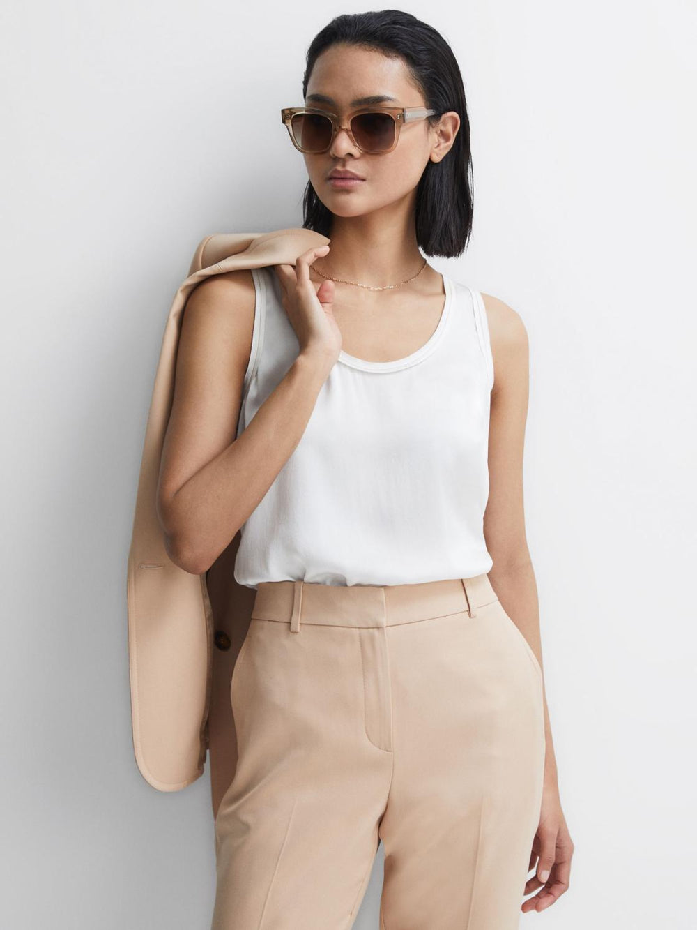 Reiss Tops | Riley Silk Front Vest White - Women