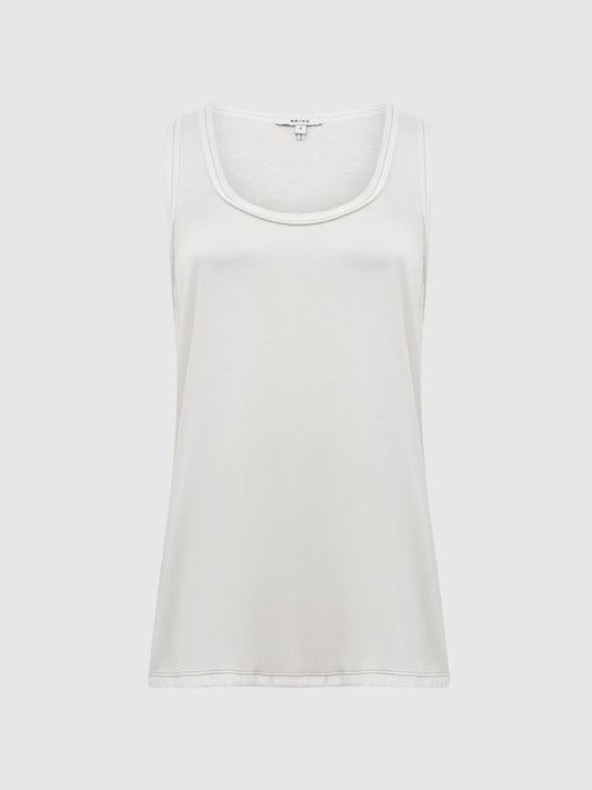 Reiss Tops | Riley Silk Front Vest White - Women