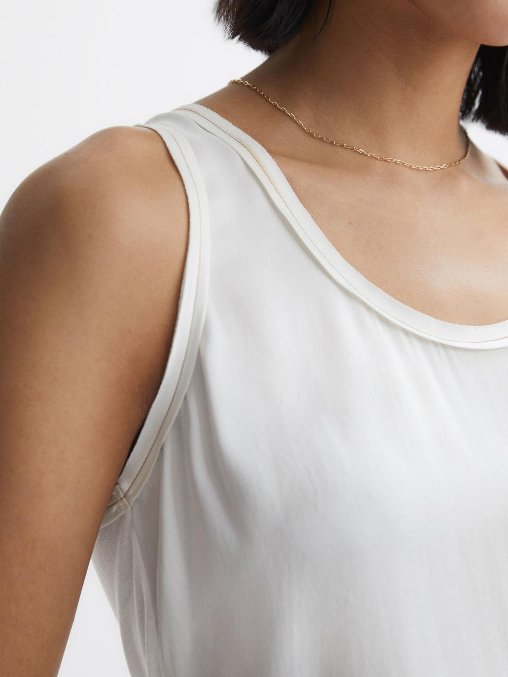 Reiss Tops | Riley Silk Front Vest White - Women