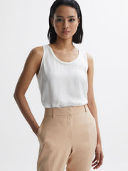 Reiss Tops | Riley Silk Front Vest White - Women